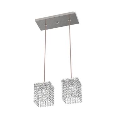 Imagem de Luminária Pendente De Cristal L30X12Cm Mesa Balcão Quarto Bancada Passa Prato