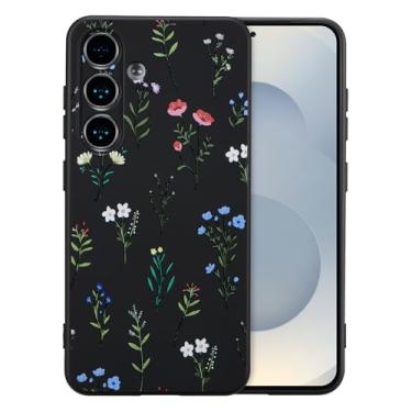 Imagem de RALEAVO Capa para Samsung Galaxy S24 Plus, linda capa floral com estampa de flores de margaridas, capa de telefone de silicone líquido para meninas e mulheres, capa protetora de borracha macia para