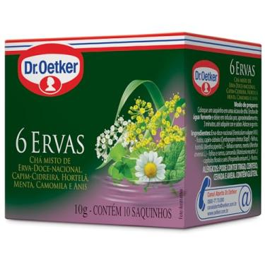 Imagem de Dr. Oetker Chá Misto, 6 Ervas, Sabor Erva-Doce-Nacional, Capim-Cidreira, Hortelã, Menta, Camomila, Anis, Bebida Quente de Simples Preparo, 10 Sachês