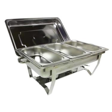 Imagem de Rechaud Inox para Festa e Rechaud Eletrico - Lancheira Térmica Multiuso com Caixa Térmica para Restaurante e Bufê(3 Grades)