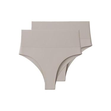 Imagem de Kit com 2 Calcinhas Modeladora Fio Dental Liz 70381, Bege, P