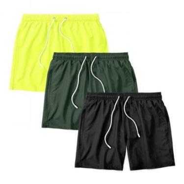 Imagem de Kit 3 Shorts Bermuda Masculino Tactel Liso Praia Academia-Masculino