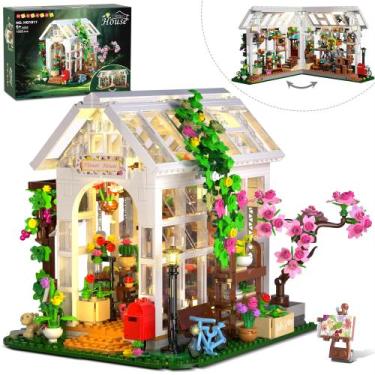 Imagem de Conjunto de construção HOGOKIDS Flower House com LED 1332 unidades de 
