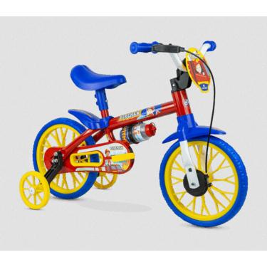 Imagem de Bicicleta Infantil Nathor Fireman com Rodinhas Aro 12 Vermelho e Azul 