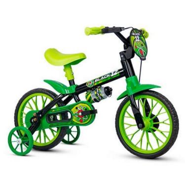 Imagem de Bicicleta Infantil Nathor Black 12 com rodinhas Aro 12 Verde 
