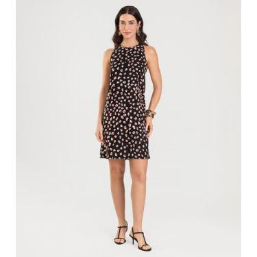 Imagem de Vestido Curto Feminino Estampado Dianna Preto, GG, Preto