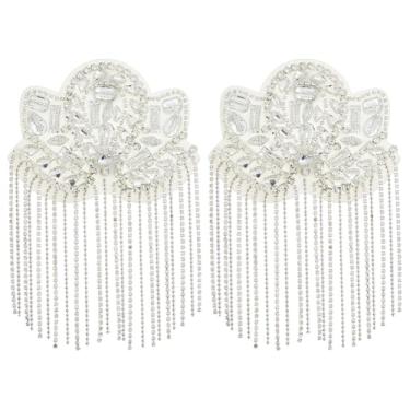Imagem de SUPERFINDINGS 2 peças de strass borla ombro epaulette ombros retrô strass distintivos de ombro dragona broche pin terno epauletter blazer emblemas para homens mulheres acessórios de pano, 17,4 cm/6,9
