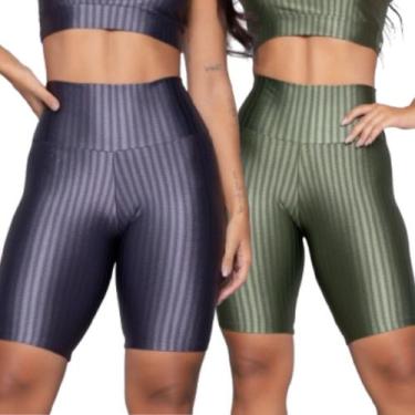 Imagem de Bermuda Fitness New Zig 3D Vekyo Kit Com Duas Cores Poliamida Cós Alto