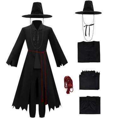 Imagem de Nahzsai Fantasia masculina Saja para adultos caçadores de demônios cosplay Jinu fantasia de Halloween preto uniforme Hanfu terno, Saja, PP