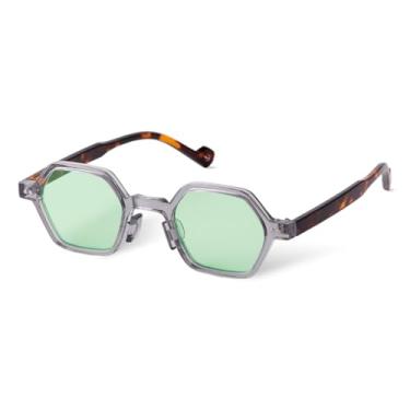 Imagem de Óculos de sol vintage com rebite, feminino, masculino, retrô, preto, lente azul, óculos de sol (6)