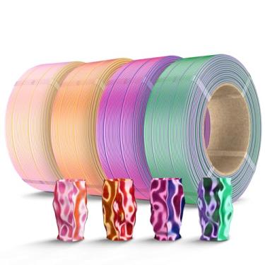 Imagem de SUNLU Pacote de refil de filamento PLA de cor dupla de 500 g, filamento de impressora 3D PLA Plus sem carretel, 4 pacotes, compatível com impressoras 3D Bambu Lab, 0,5 kg/rolo, total de 4 cores PLA