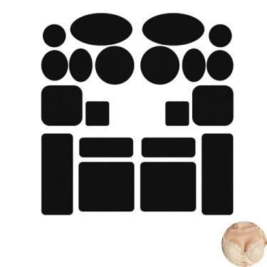 Imagem de LIEBSTER Pacote com 20 adesivos de reparo de sutiã de microfibra – Kit de fixação autoadesiva, 10 formas × 2, fixação sem costura (01 preto)