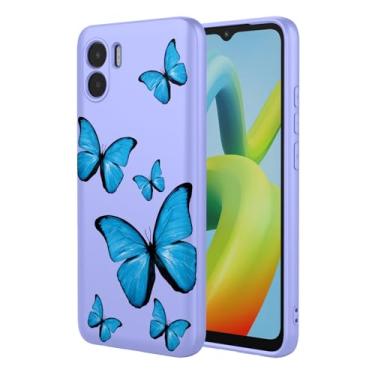 Imagem de KOARWVC Capa de telefone para Redmi A1, Redmi A2 220733SI 23026RN Capa protetora de TPU macio com estampa de borboleta fofa para Xiaomi Redmi A1 borboleta roxa