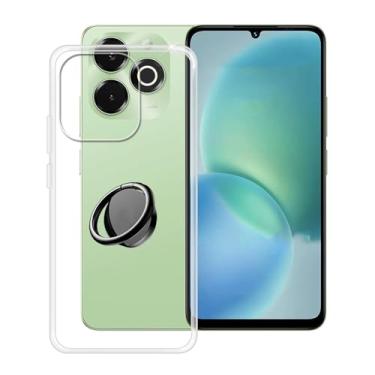 Imagem de YQINHHME Capa de telefone para Umidigi G9x (6,7 polegadas) capa com suporte de anel de dedo de rotação de 360 graus, silicone macio transparente [ultrafino X à prova de choque] capa de TPU para