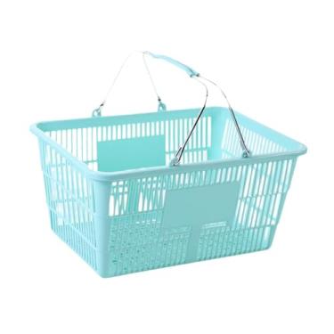 Imagem de Bothyi Cesta de compras Cesta de compras de metal resistente Versátil Portátil com alça Armazenamento para alimentos Brinquedos Frutas Cosméticos Galpão