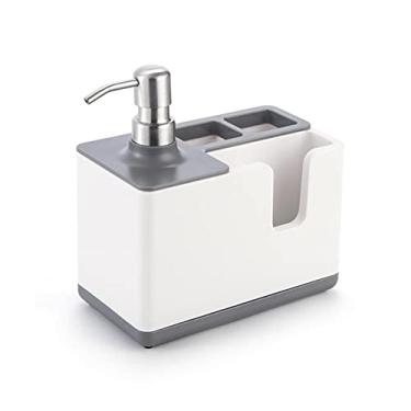 Imagem de Dispensador de sabão líquido de cozinha com prateleira de armazenamento rack de plástico para banheiro suporte organizador multifuncional, acessórios de banheiro de hotel doméstico dispensador de