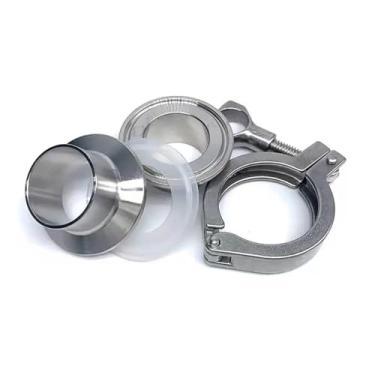 Imagem de 1 virola de solda tripla braçadeira de 19 mm-102 mm (3/10.2 cm-10.2 cm) + braçadeira tripla + conjunto de união de vedação de silicone SS304 de aço inoxidável para cerveja caseira (57 mm x virola 77,5