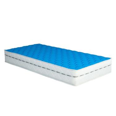 Imagem de Colchao Solteiro Infantil Junior Molas Ensacadas D26 88x188cm Suporta 75kg Branco e Azul INMETRO