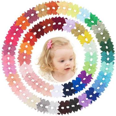 Imagem de Clipes de cabelo doboi 100 peças, mini laços de fita de gorgorão de 2"