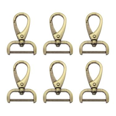 Imagem de HARFINGTON 6 peças de gancho destacável fecho giratório 1" (25 mm) liga de zinco fecho de garra de lagosta para chaveiro, bolsa de cordão, alça de bolsa faça você mesmo, marrom claro