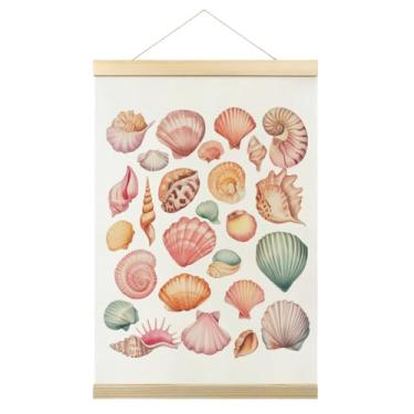 Imagem de Quadro de pôster de arte de parede de cowgirl costeira rosa decoração de parede concha do mar rosa decoração de parede para quarto de meninas adolescentes 30,5 x 40,6 cm