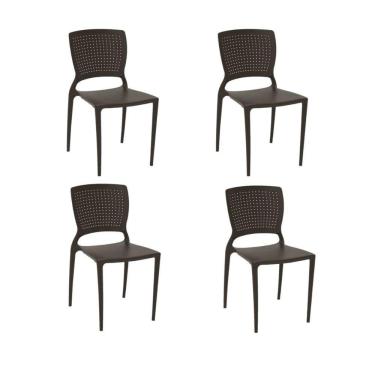 Imagem de Kit 4 Cadeiras Safira Marrom Tramontina 92048/109