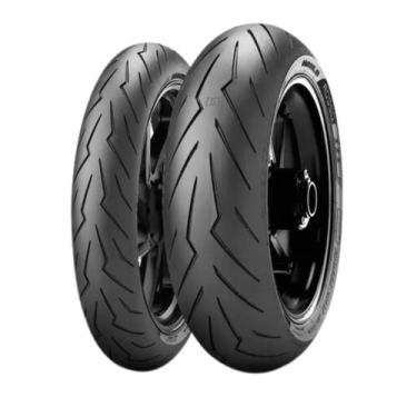 Imagem de Par Pneu 120 70 R17 e 160 60 R17 Diablo Rosso 3 Pirelli Sem Câmara