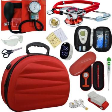 Imagem de Kit Enfermagem Maleta Super Luxo Aparelho Pressao Estetoscopio Aneroid