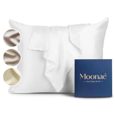 Imagem de Moonaé Fronha de seda amoreira – capa de almofada de seda pura para cabelos mais saudáveis e pele mais macia – macia, respirável e reguladora de temperatura, capa de seda luxuosa cores branco-P