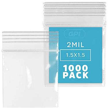 Imagem de Sacos de plástico transparente com zíper – Estojo GPI a granel com 1000 sacos de poliéster resistentes e duráveis de 3,8 cm x 3,8 cm de espessura com fecho de zíper resselável para viagem,