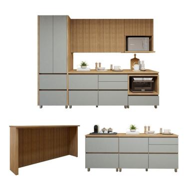 Imagem de Cozinha Completa Modulada 8 Peças 10 Portas 10 Gavetas Norten Nature-verde