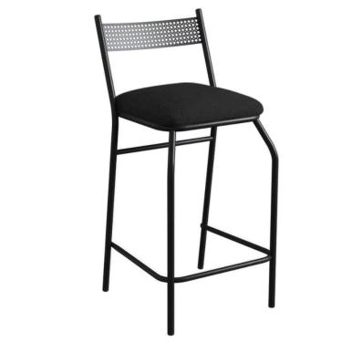 Imagem de Banqueta Alta Com Encosto Ibiza Industrial Para Balcão Cozinha Sintético Preto - Aurora Line
