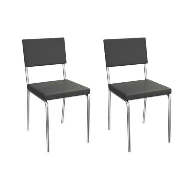 Imagem de Cadeira Sala De Jantar Zaria 2c128cr Aço Kit 2 Un Cromado-ano Preto - Kappesberg
