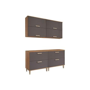 Imagem de Cozinha Modulada Mgm Bella 4 Peças (2aéreos+2balcões) 160cm Freijo-titanium-mgm