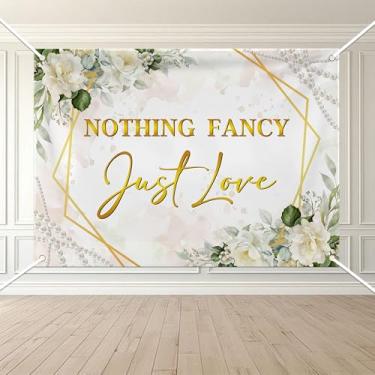 Imagem de LANKBACK Nothing Fancy Just Love Pano de fundo para chá de panela, decoração de festa de casamento, Love Laughter & Happily Ever After placa de decoração de festa de casamento