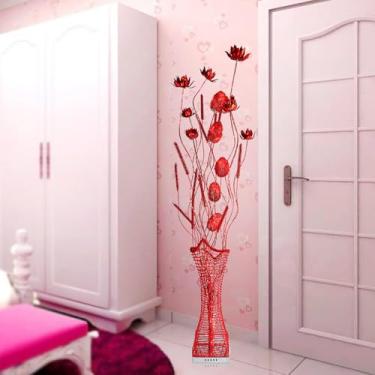 Imagem de Luminária de chão nórdica moderna com estampa floral, em alumínio, para sala de estar, sofá, quarto, casamento, com LED, originalidade e design decorativo (Estilo 3)
