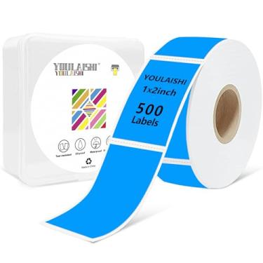 Imagem de YOULAISHI Rolo de adesivos de 2,5 x 5 cm para impressora térmica, 500 peças, etiquetas coloridas removíveis para freezer, etiquetas adesivas em branco à prova d'água para escrever em recipientes e