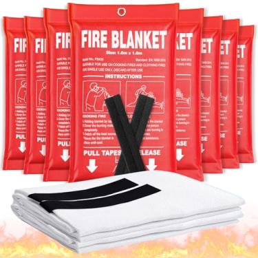 Imagem de Andyssey Cobertor de incêndio pacote com 8 - 101,6 cm x 101,6 cm Cobertor de incêndio de emergência preparado para casa e cozinha, trailer, churrasqueira, lareira, seguro e fácil para jovens adultos e