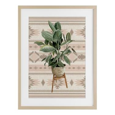 Imagem de Stupell Industries Aztec Planter Impressão emoldurada branca sob vidro, design de Cindy Jacobs, 23 x 17