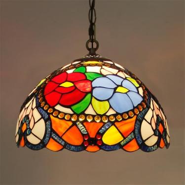Imagem de Luminária pendente contemporânea de luxo em vidro colorido com LED, estilo retrô americano, ideal para sala de estar, restaurante, quarto, hotel, casa de campo, corredor, café, bar ou escada