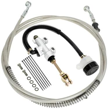 Imagem de YOXUFA Linha de mangueira do reservatório do cilindro mestre do freio traseiro para 90cc 110cc 125cc 150cc 200cc 250cc Arctic Cat Suzuki Chinese ATV Quad Pit Dirt Bike Yerf Dog Helix Coleman Go Kart Carrinho Buggy Peças de motocicleta