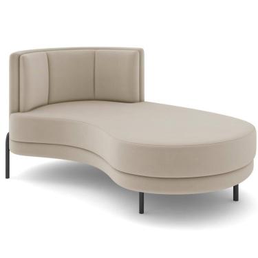 Imagem de Chaise Longue Divã 164cm Braço Esquerdo Logus D06 Veludo Bege - Mpozenato