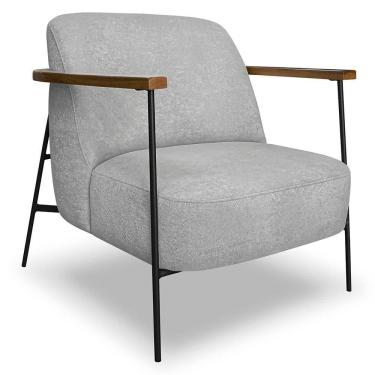 Imagem de Poltrona Para Sala Pés Metálicos Ellen S06 Boucle Cinza - Mpozenato