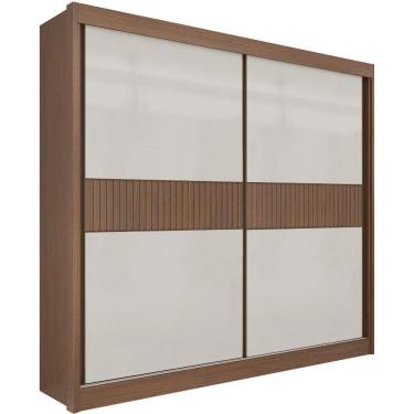 Imagem de Guarda Roupa Cancun Ripado Castanho Off White 2 Portas 6 Gavetas D?doro