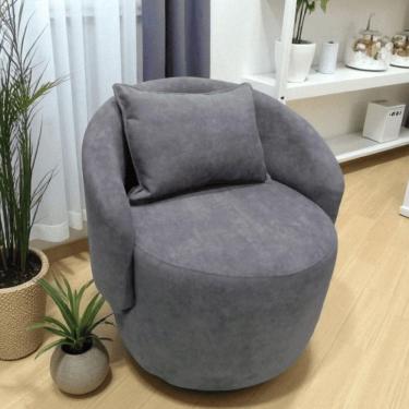 Imagem de Poltrona Curva Orgânica Decorativa Escritório Sala E Recepção Com Almofada Bella Bouclé Cinza - Mabe Magazine