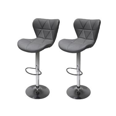 Imagem de Conjunto 2 Banquetas Altas Estofadas Para Cozinha Balcão Bancada Ilha Giratória Lille Slim Formiga Cinza