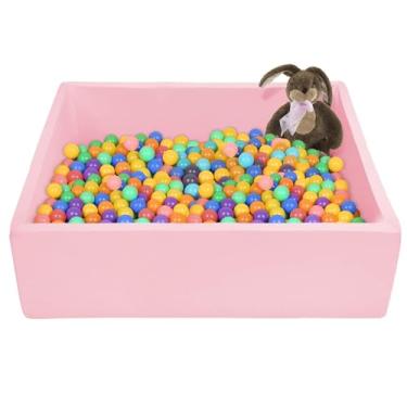 Imagem de TRENDBOX Poço de bola extra grande 120 x 120 x 35 cm bolas de espuma para crianças pequenas bolas não incluídas - rosa claro