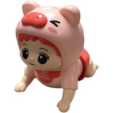 Imagem de Boneca Musical de Plástico, Rosa e Azul, 11x8x11 cm, 125g, com Fantasia de Porquinho, Pilhas AAA, Sortido