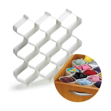 Imagem de Organizador Divisória Gaveta Roupa Intima Branco Injeplastec