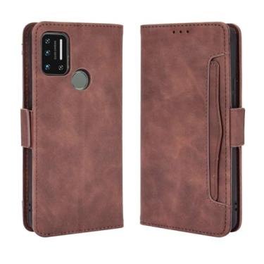 Imagem de Capa para UMIDIGI A7,Retro magnético Flip Case,Design de carteira de couro PU com slots de cartão removíveis -Brown